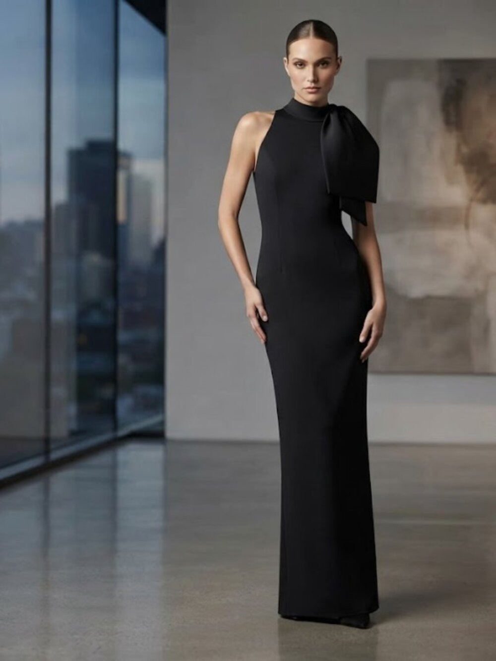 Black Halo Iggy Gown Black Maxi Sleeveless Mock Neck Special Occasion Sz12 Tall